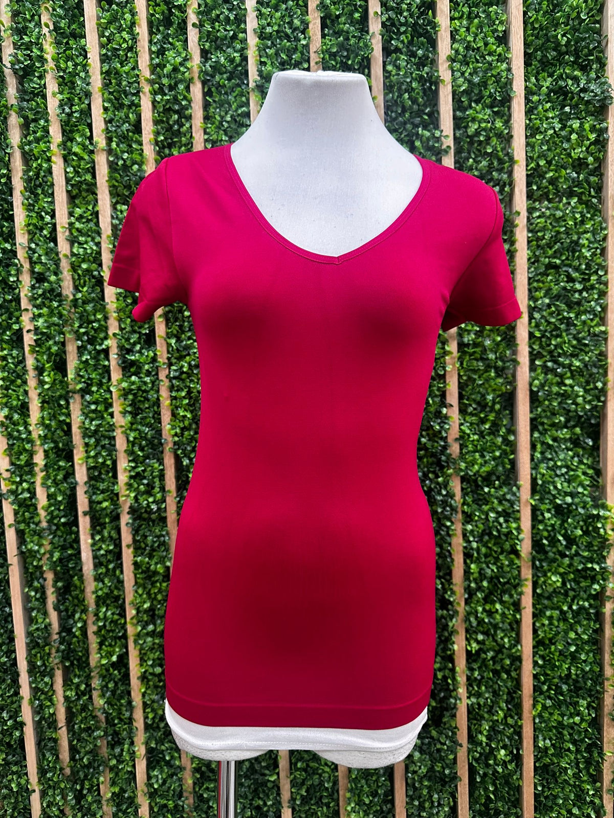 V Neck Short Sleeve Long Basic Top