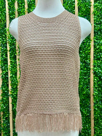 Metallic Knit Fringe Detail Top