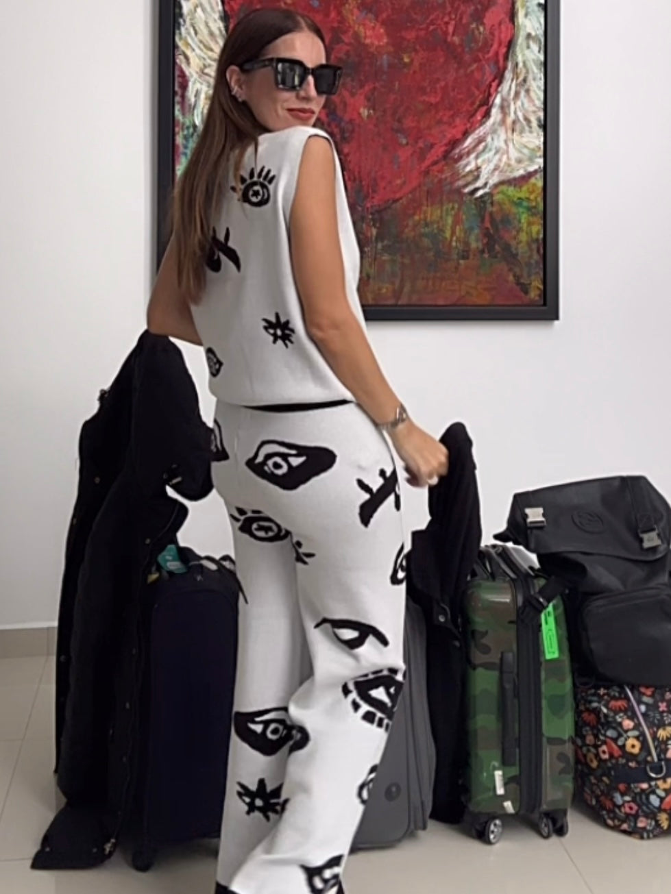 Eyes Knit Pant Set
