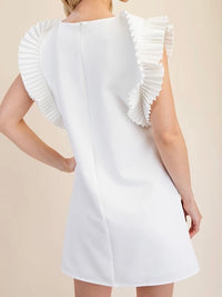 Pleated Shoulder Short Dress