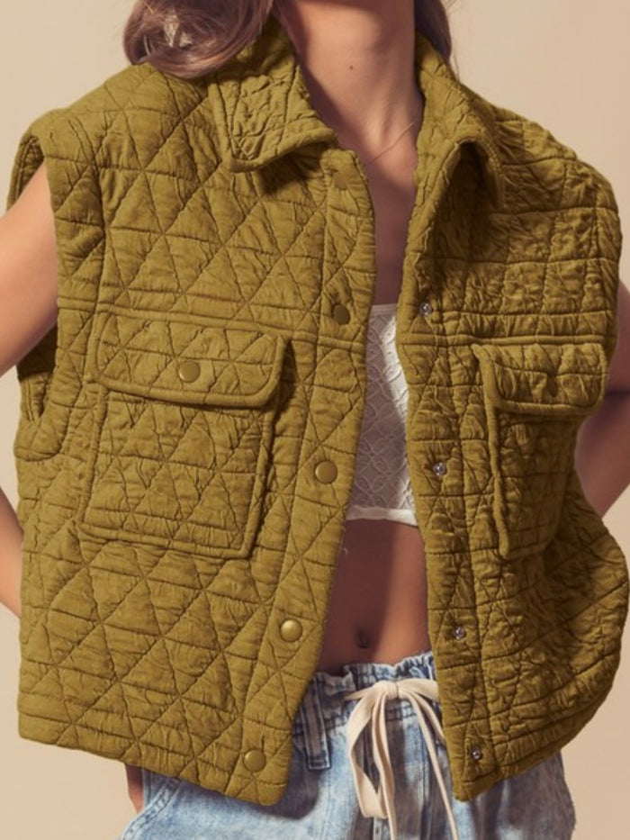 Khaki Triangle Quilted Vest