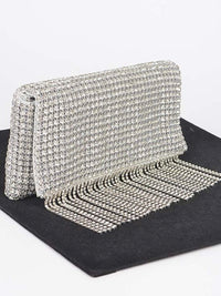 Fringe Detail Rhinestone Clutch