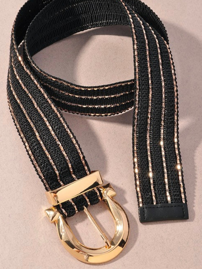 Gold Horseshoe Buckle Elastic Belt