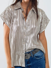 Silver Pleated Blouse