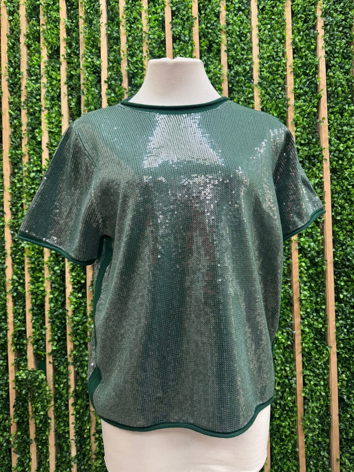 Tiny Sequins Covered Short Sleeve Top