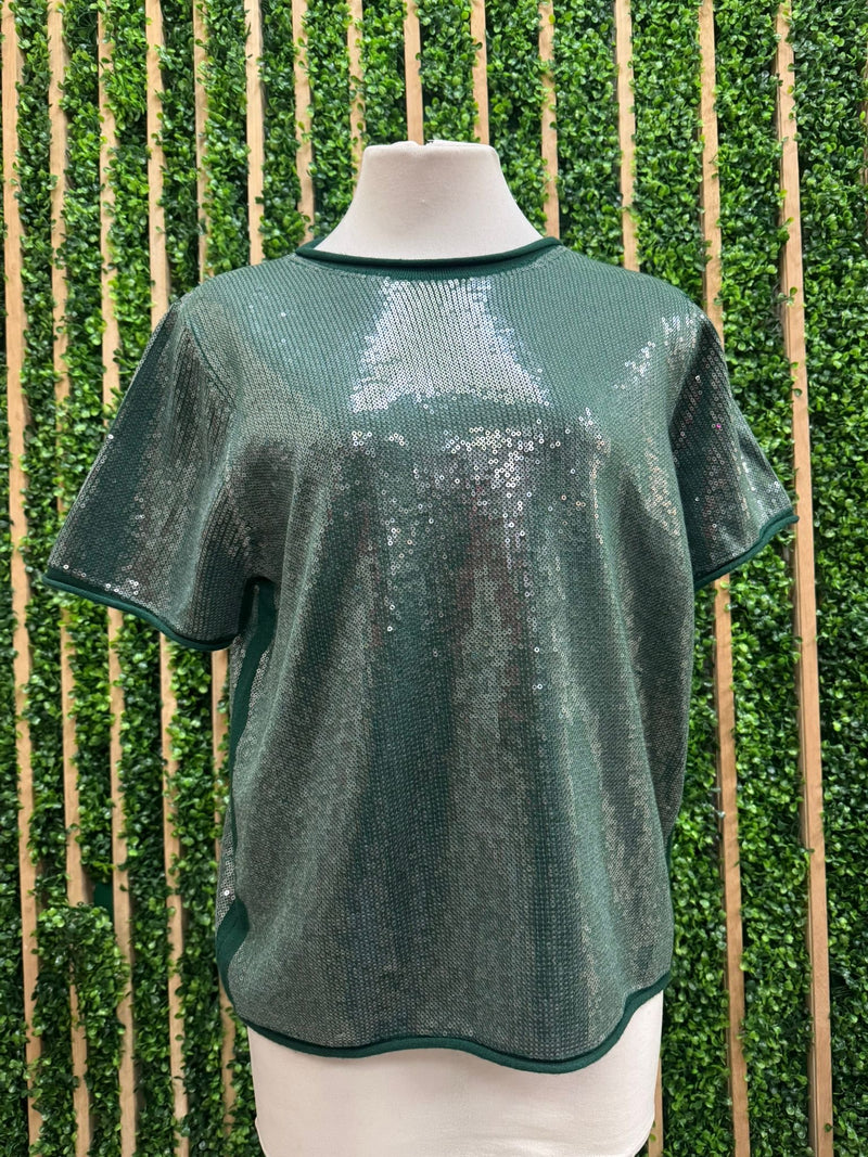 Tiny Sequins Covered Short Sleeve Top