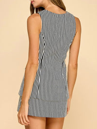 Striped Round Neckline Sleeveless Romper