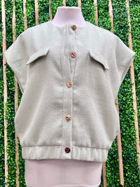 Tweed Dressy Sleeveless Bomber Vest Top