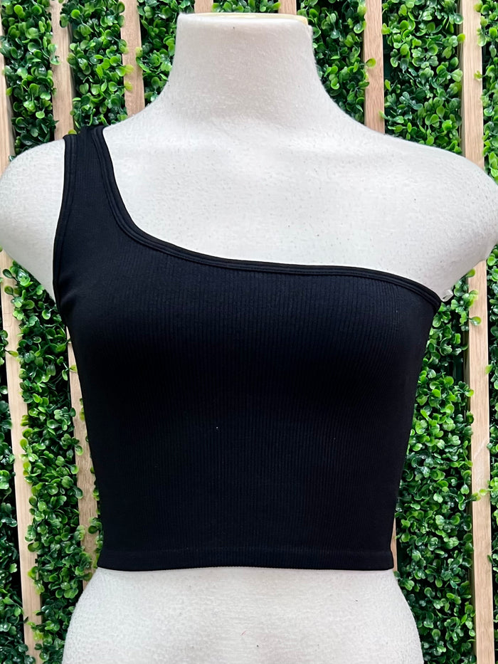 One Shoulder Crop Top Basic