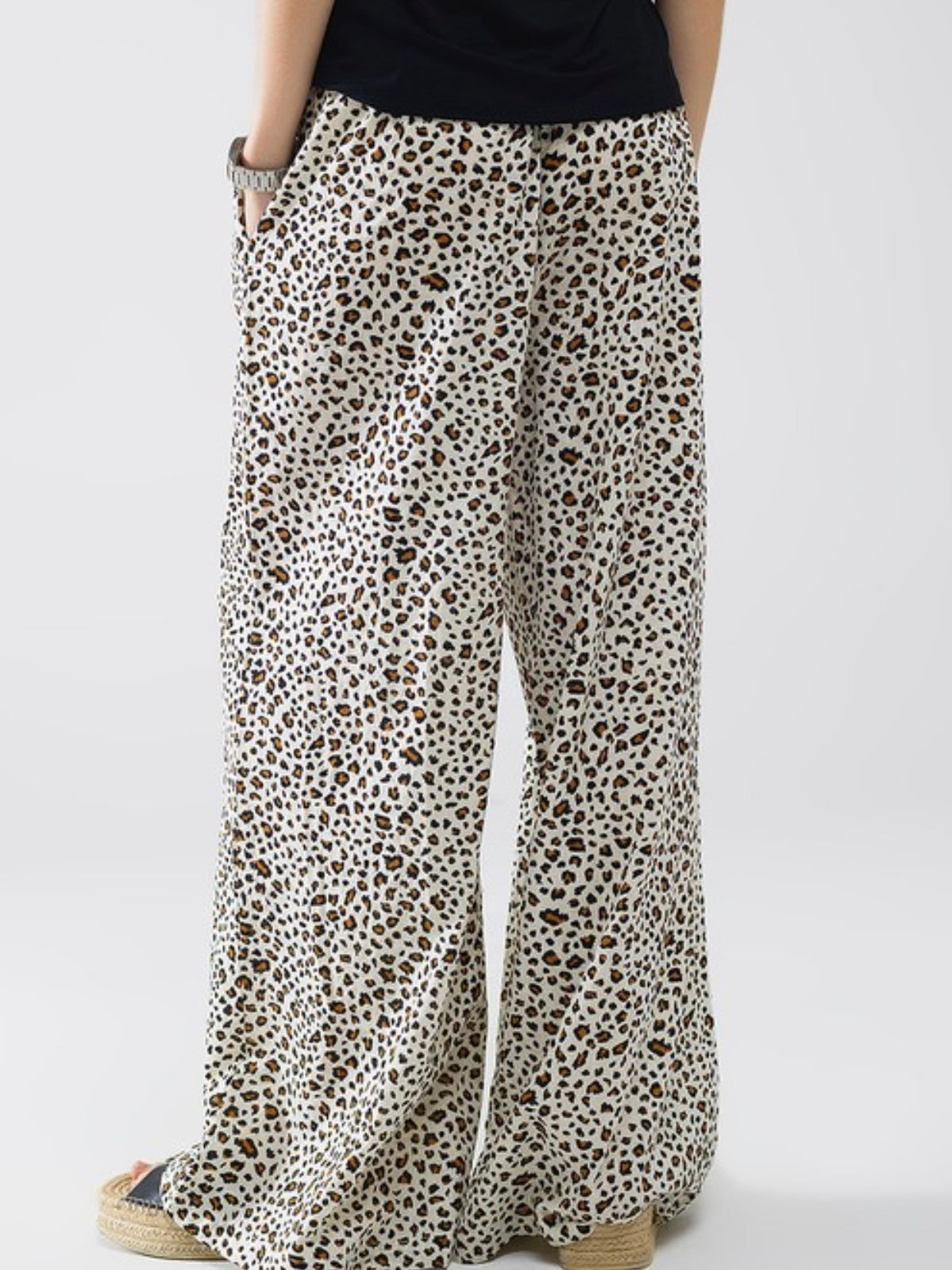 Beige Leopard Wide Leg Pant