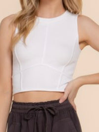 Seamless Ribbed Stitch Detail Cropped Tank Top