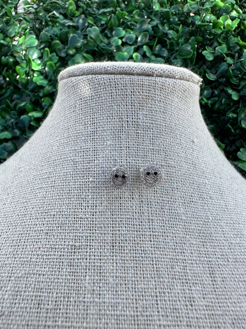 Pave Smiley Face Stud