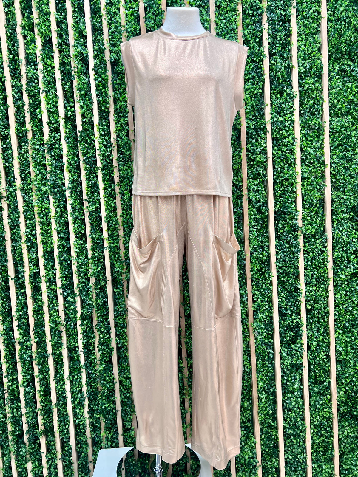 Metallic Gold Cargo Pant Set