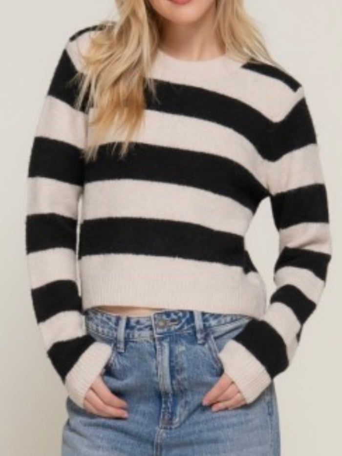 Striped Crewneck Cropped Sweater
