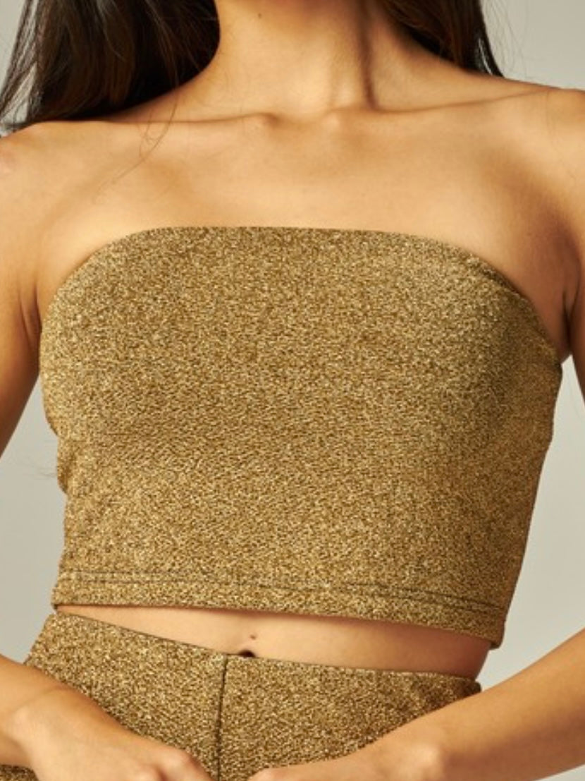 Metallic Knit Simmer Tube Top