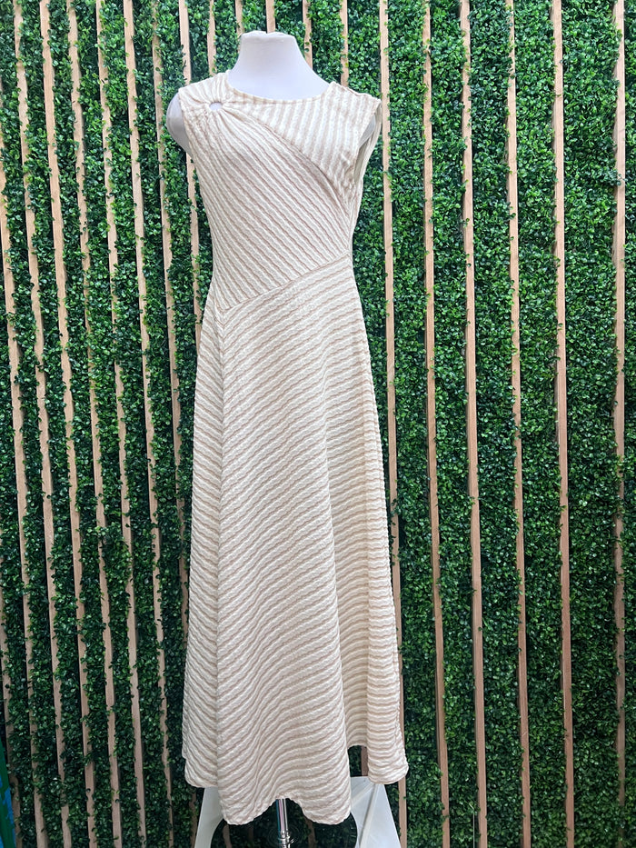 Asymmetric Striped A-Line Midi Dress