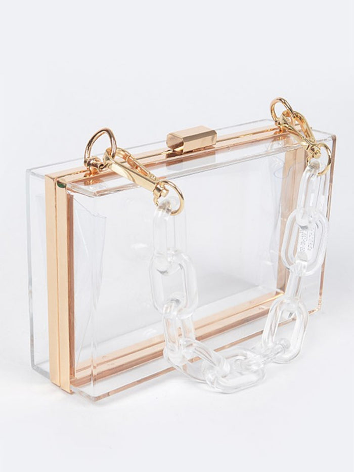 Clear Chain Hard Case Crossbody Clutch