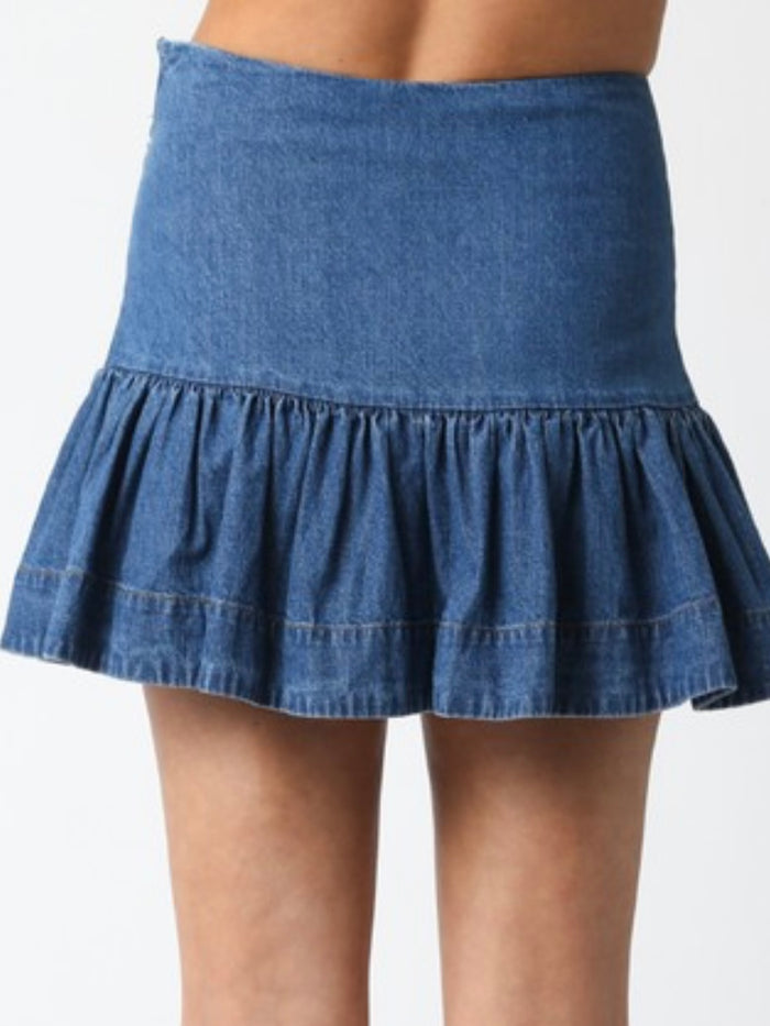 Fitted Dropwaist Denim Skirt