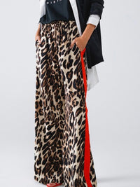 Red Side Stripe Leopard Pant
