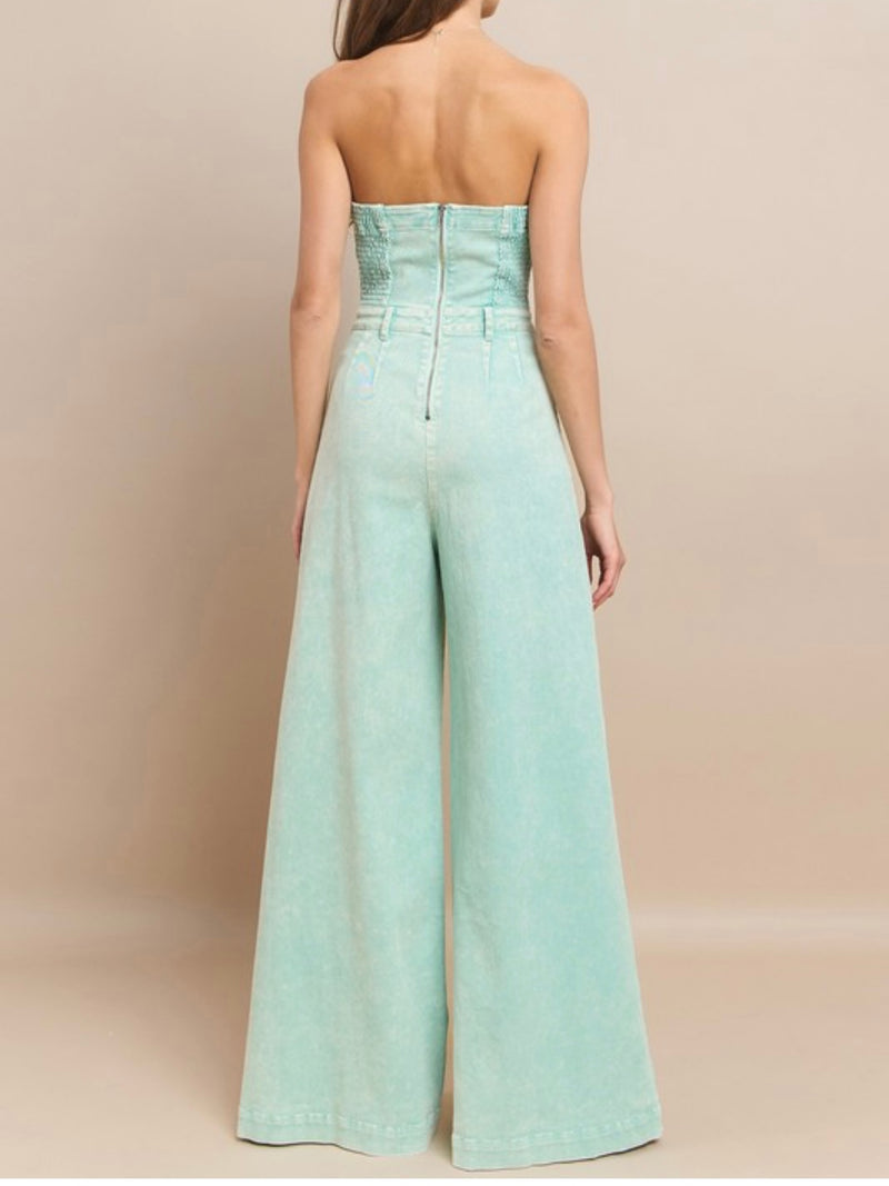 Bustier Strapless Denim Jumpsuit