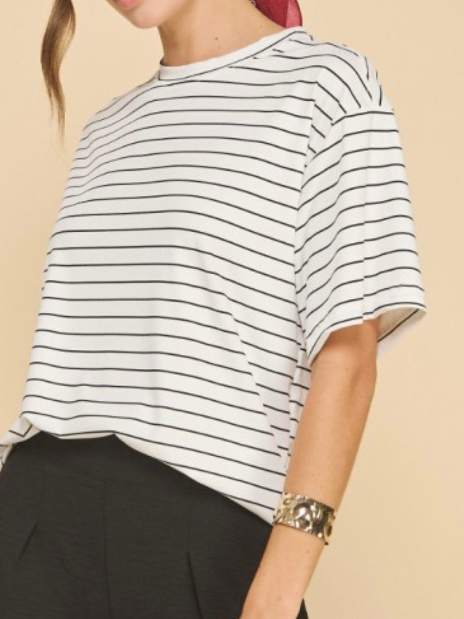 Ivory Striped Oversize Top