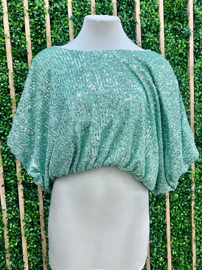 Sequin Crop Bubble Top