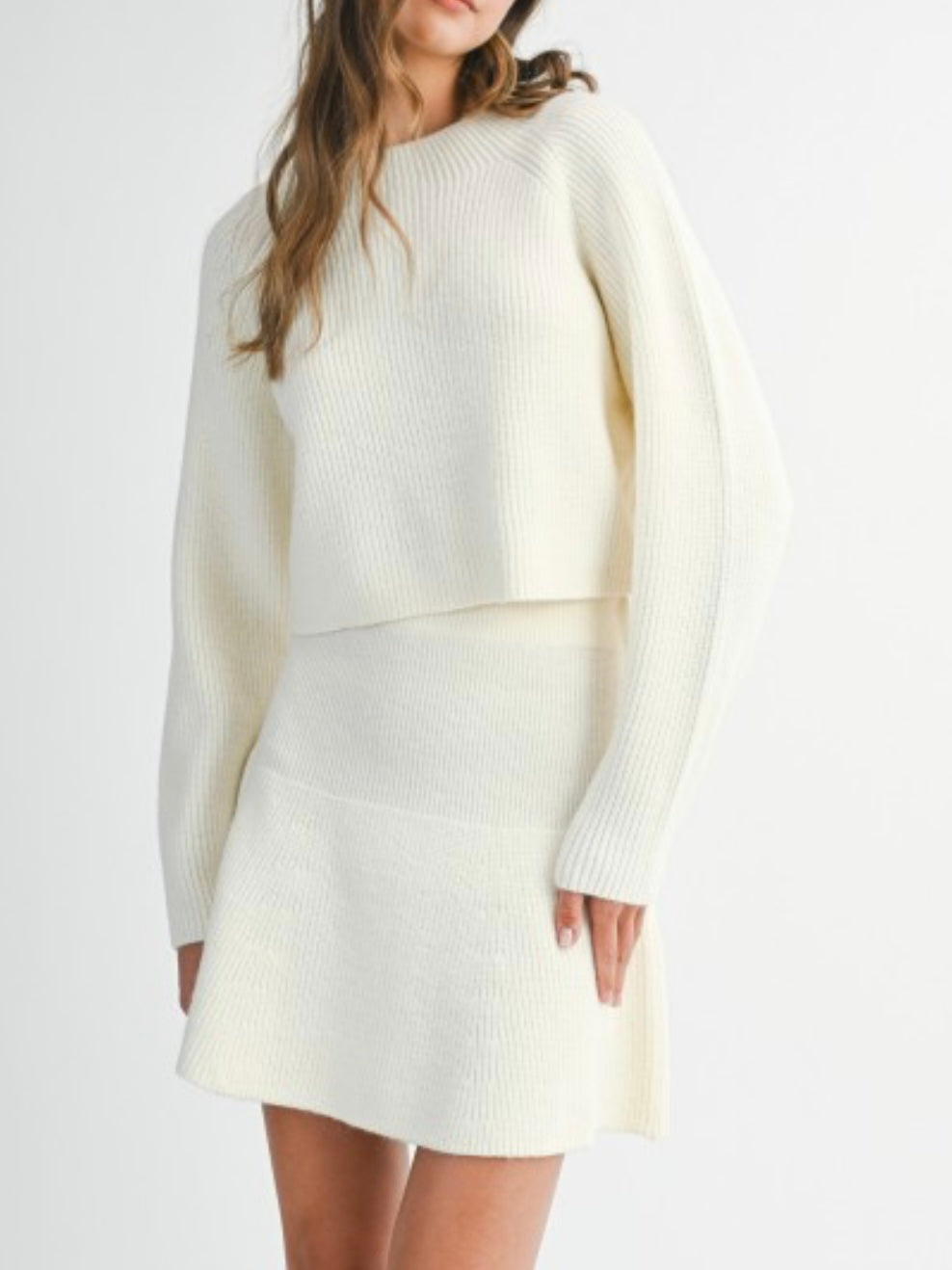 Long Sleeve Sweater Short Skirt Set