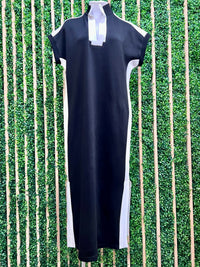 Side Stripe Collared Scuba Modal Midi Dress