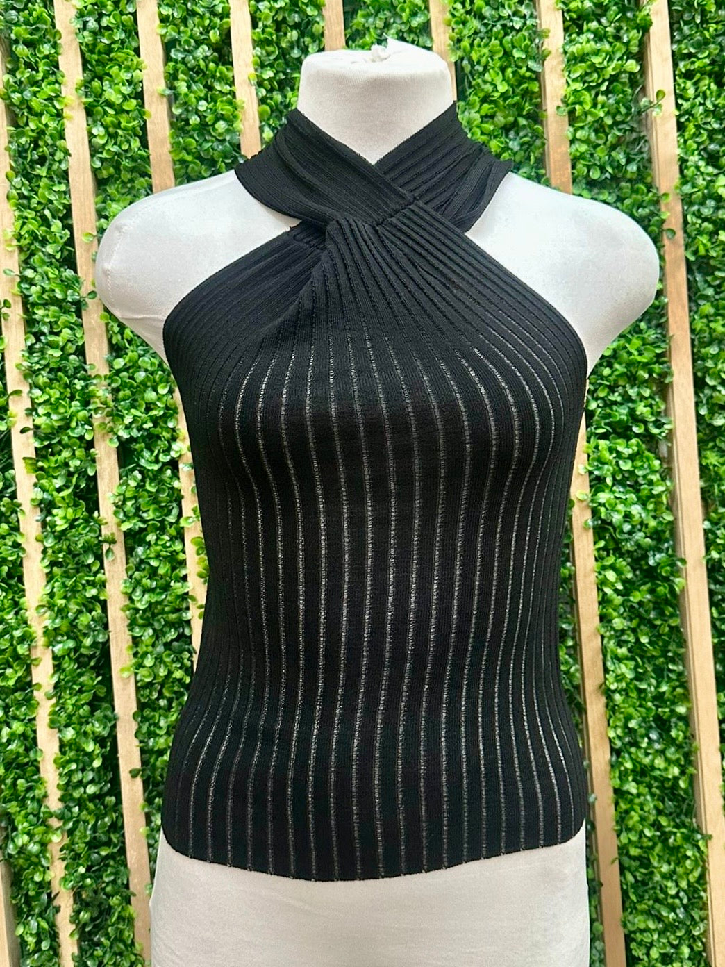Black Cross Neck Top