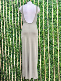 Fade Olive Scoop Back Maxi Tank Ribbed Dress