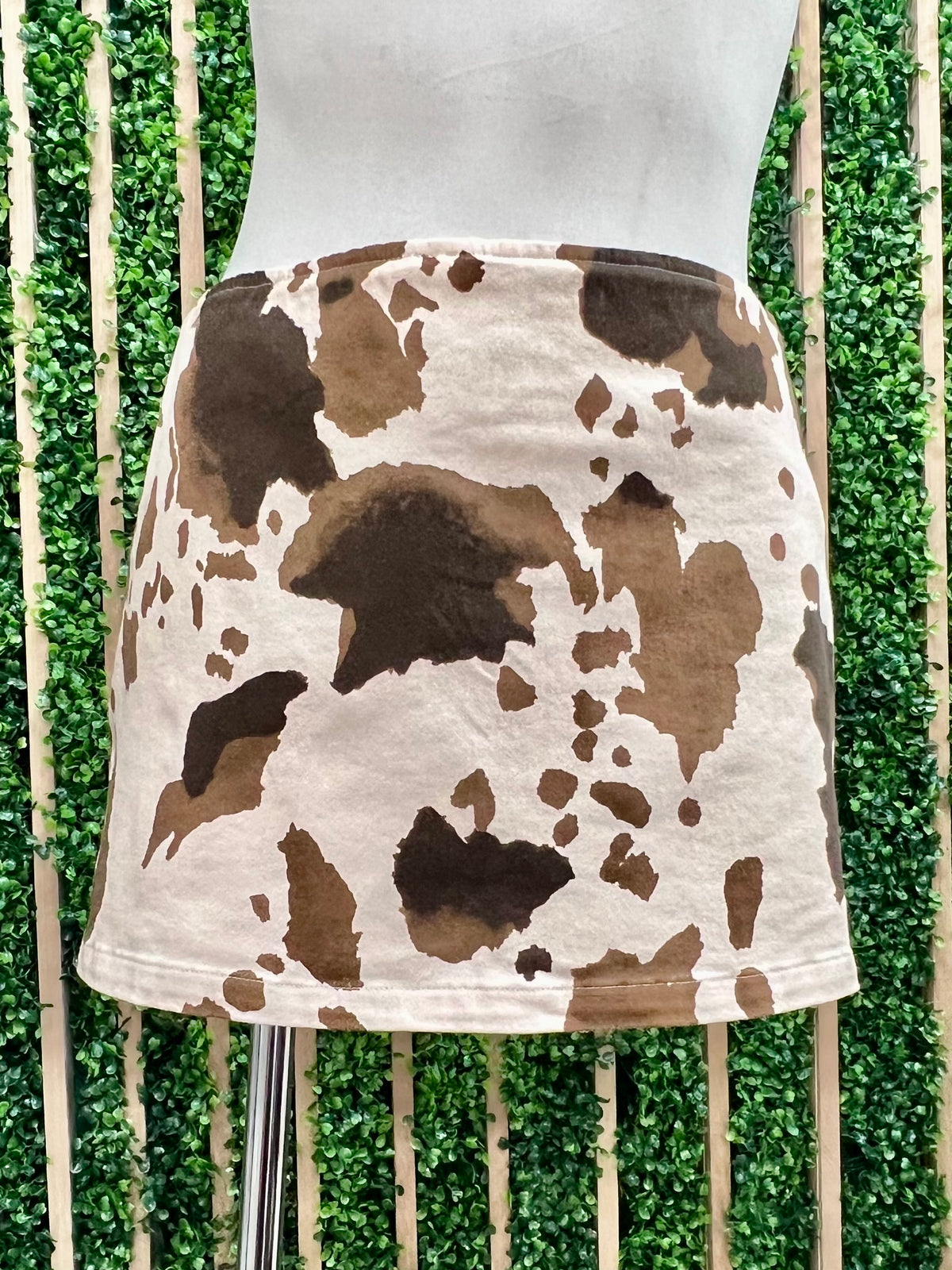 Ivory Cow Print Skort