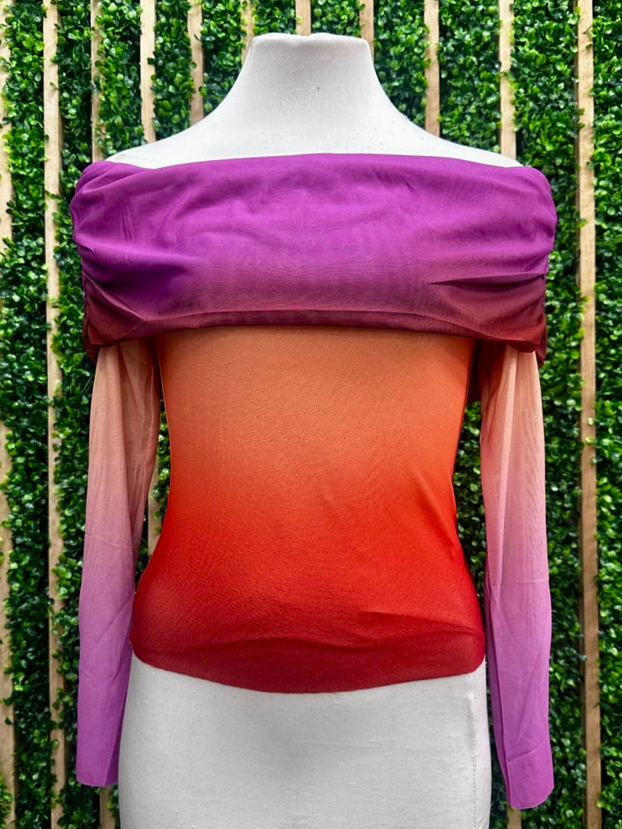 Sherbert Ombre Off Shoulder Top