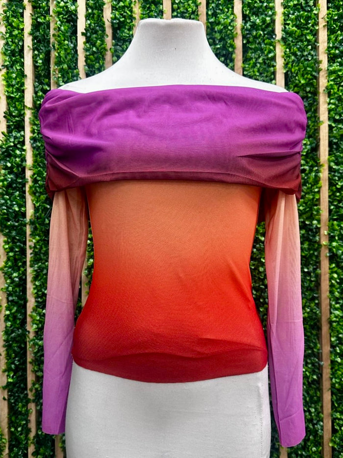 Sherbert Ombre Off Shoulder Top