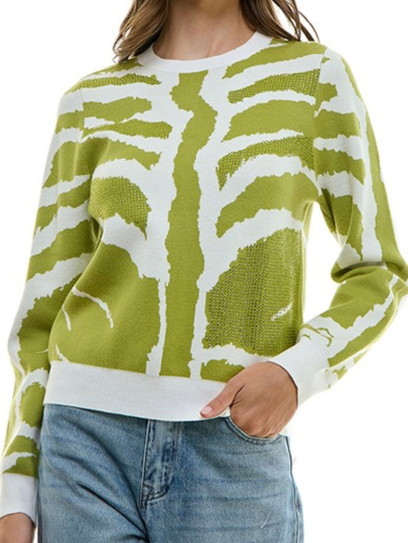 Ivory Pear Zebra Print Sweater