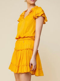 Delicate Short Sleeve Ruffled Short Dress