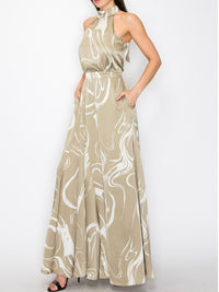 Olive Swirl Print Jumpsuit