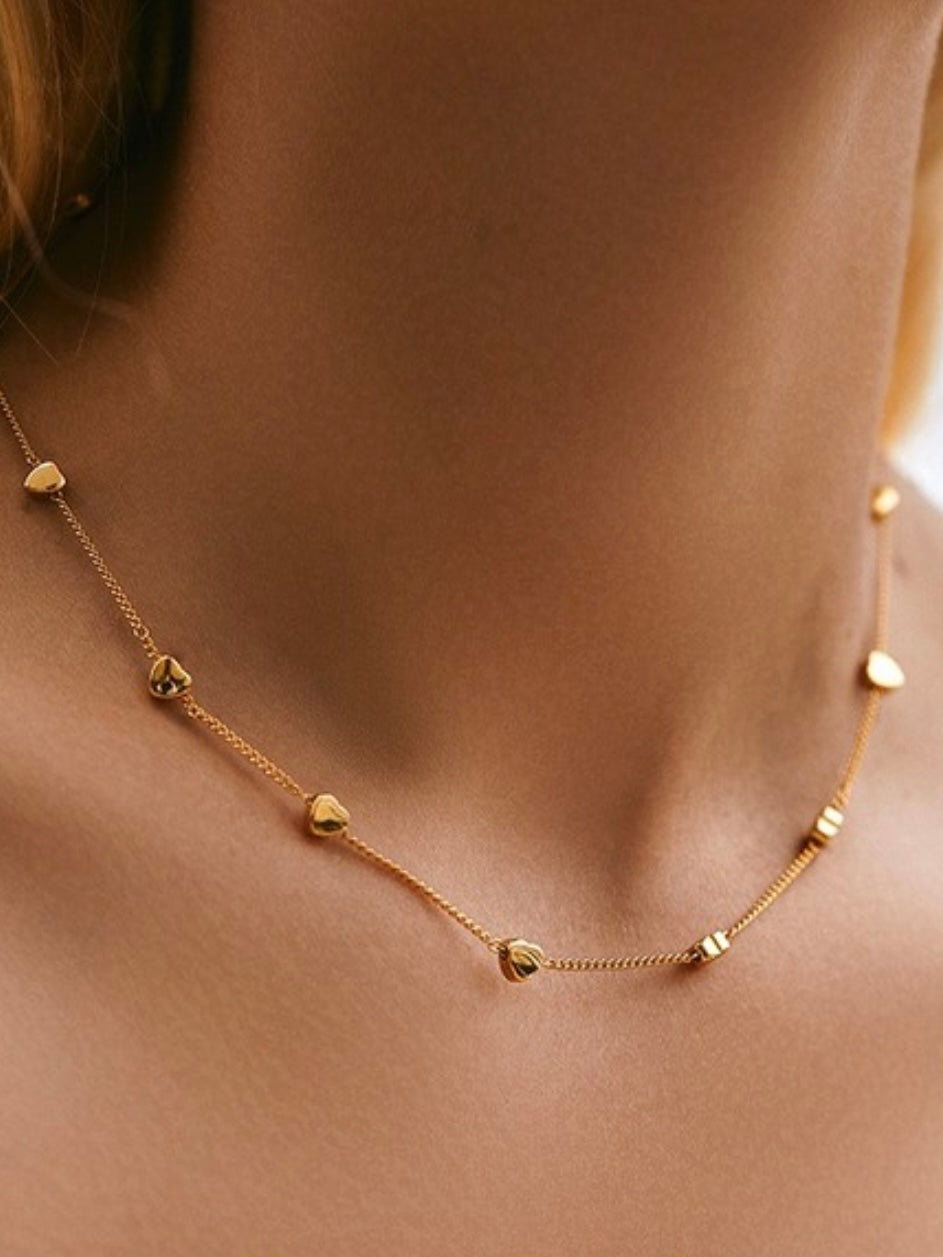 SS Multi Heart Charm Necklace