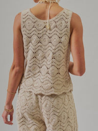 Vanilla Coastal Crochet Knit Tank Top
