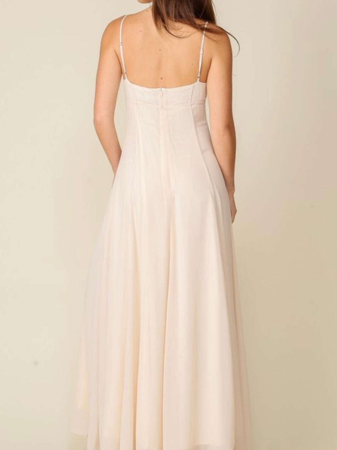 Cream Fitted MAxi Dress