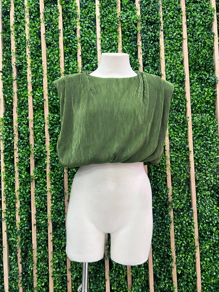Satin Finish Pleated Pants Set