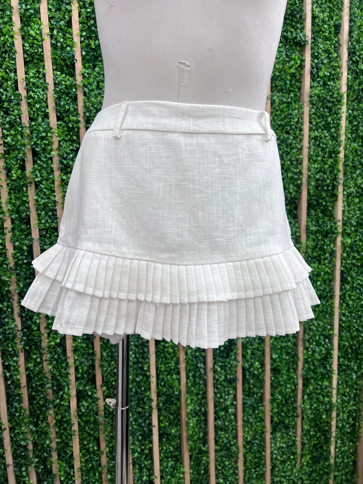 Pleated Ruffle Drop Waist Mini Skort