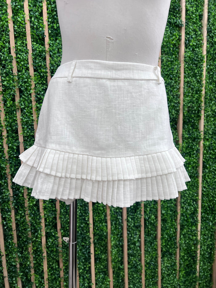 Pleated Ruffle Drop Waist Mini Skort