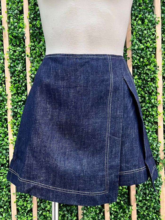 Slit Detail Denim Skort