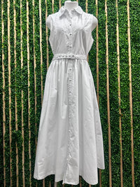 Beautiful White Collared Midi Dress