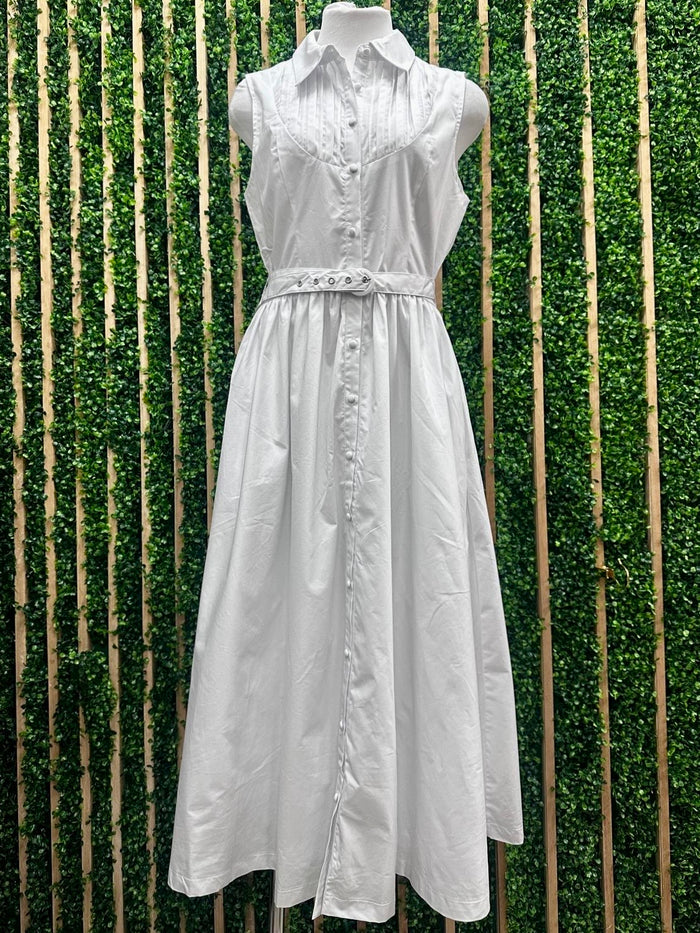 Beautiful White Collared Midi Dress