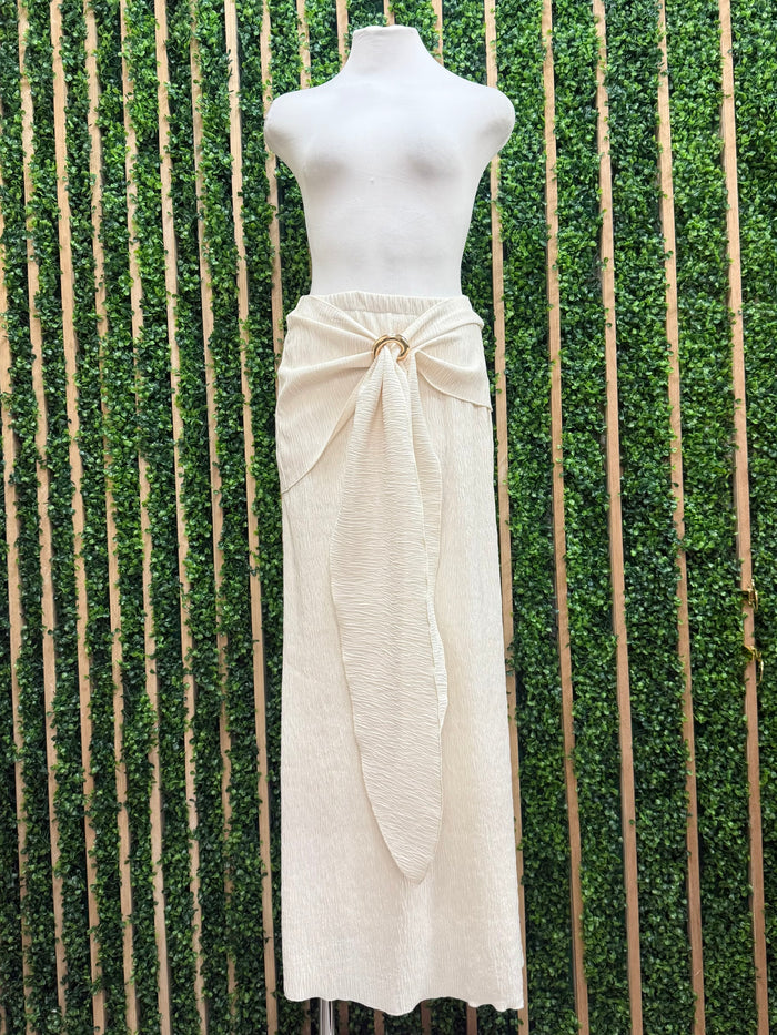 Bone Front Wrap Maxi Skirt