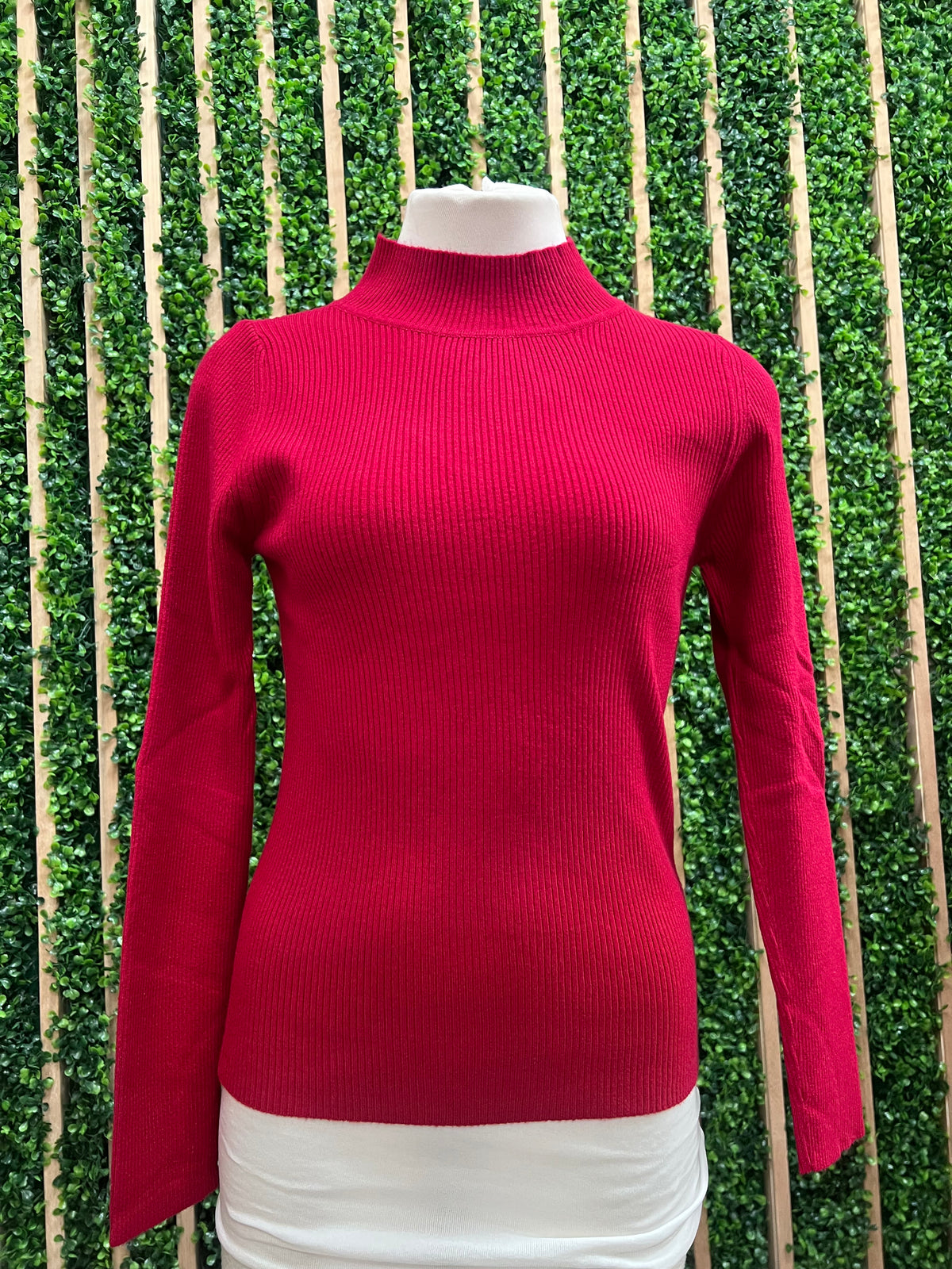 Classic Mock Neck Long Sleeve Knit Sweater
