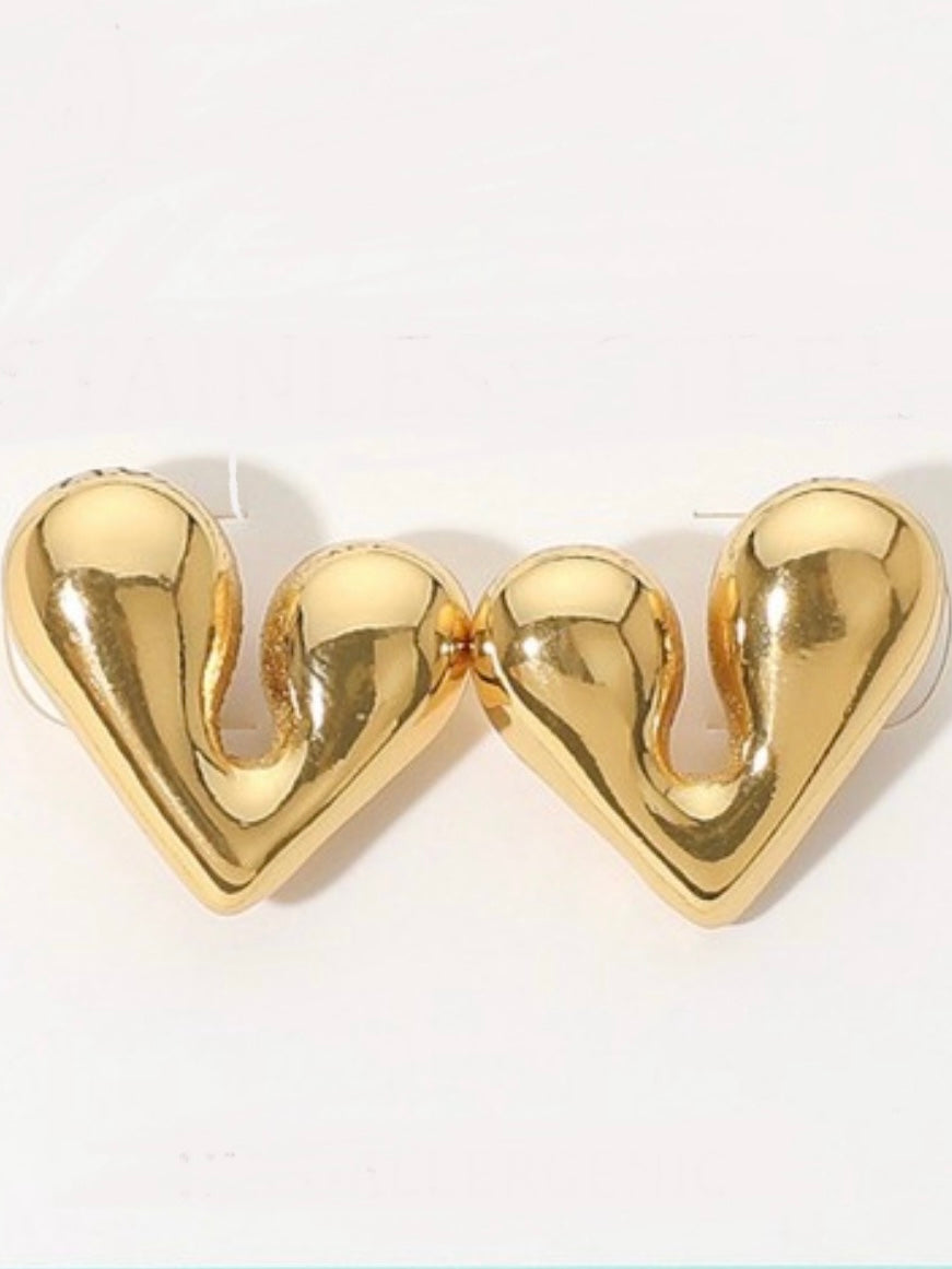 Stainless Steel Sculptural Heart Earrings