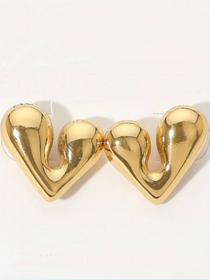 Stainless Steel Sculptural Heart Earrings