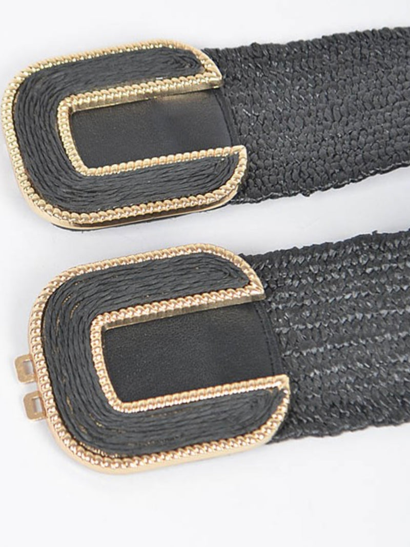 Double C Buckle Raffia Belt